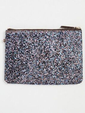 Aldo Pink & Blue Sparkle Glitter Zip Make Up Bag Pouch